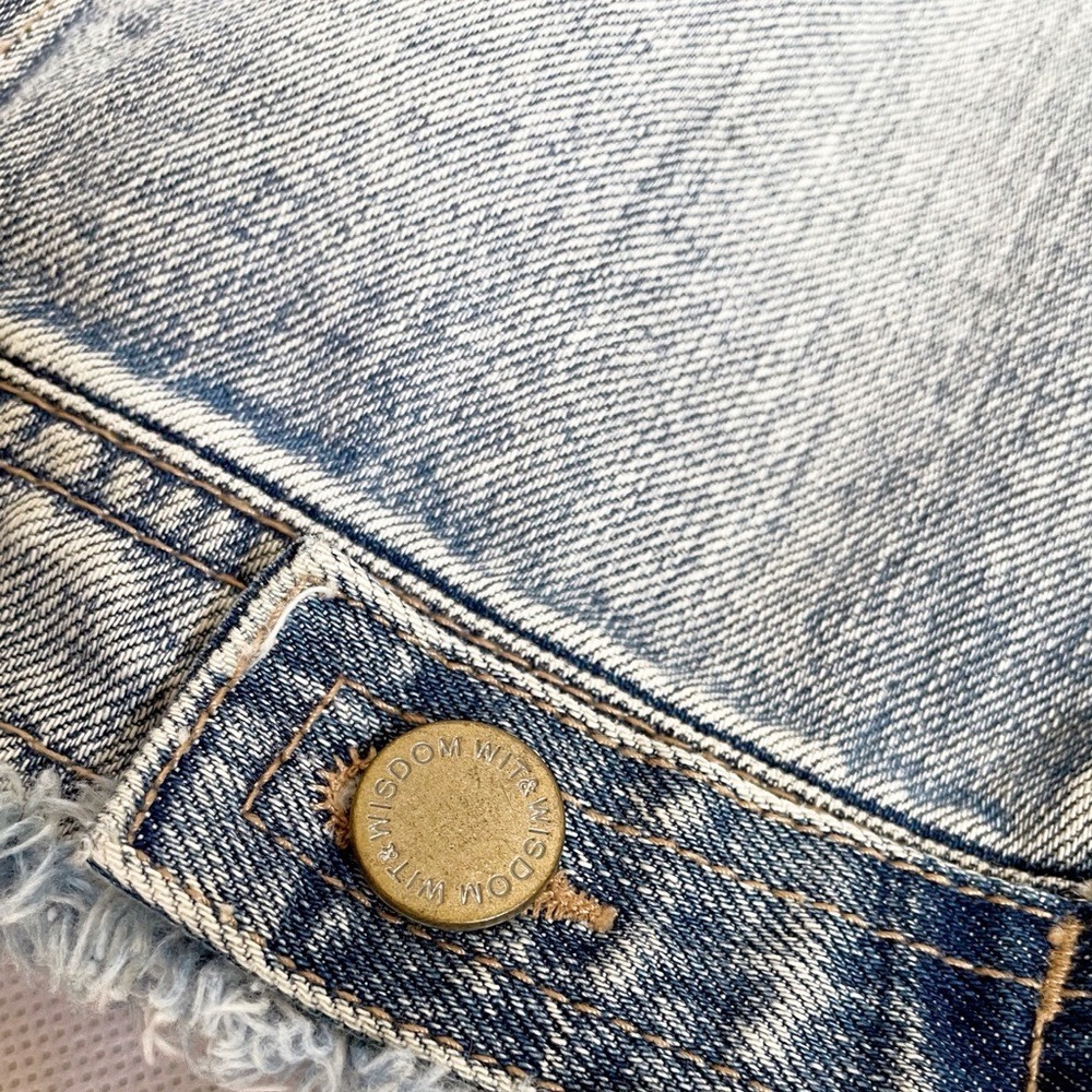 Wit & Wisdom Boho UrbanStreetwear Raw Hem Acid Wash Denim Jacket - Picture 12 of 13